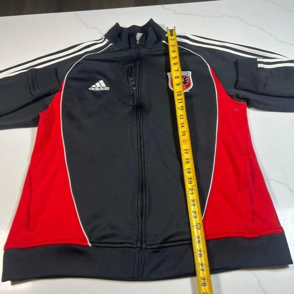 Adidas Track Jacket Mens Large DC United MLS Soccer Black Red Full Zip